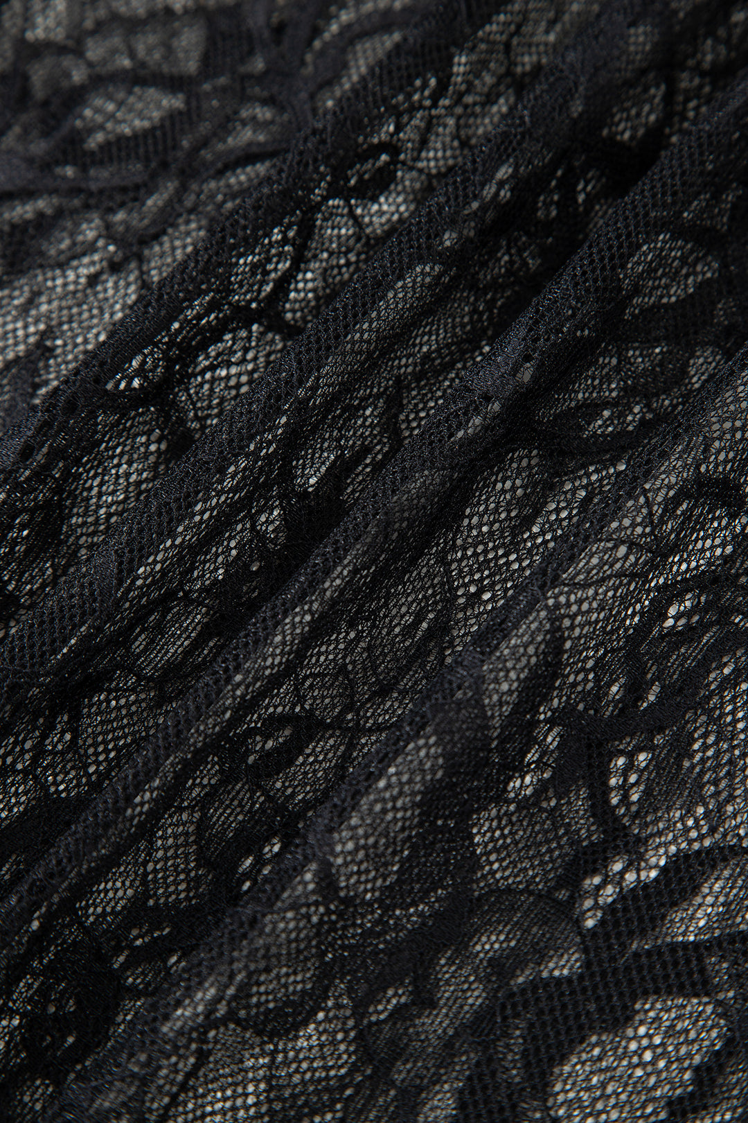 Black Solid Color Sleeveless Sheer Floral Lace Patchwork Long Dress