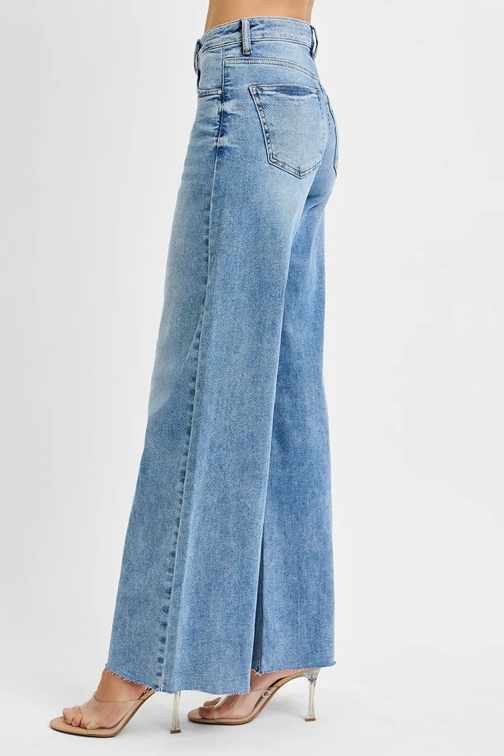 RISEN Full Size Tummy Control High Rise Ankle Palazzo Jeans Plus Size