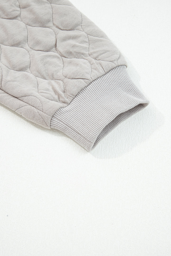 Gray Quilted Quarter Zip Plus Size Hoodie