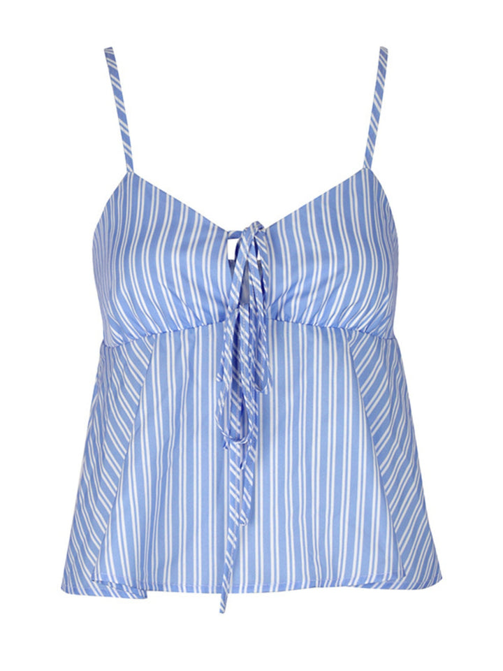 Striped Tie-Front Peplum Cami