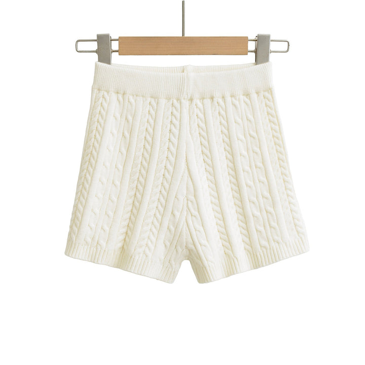 Versatile Solid-Color Tight Knitted Shorts