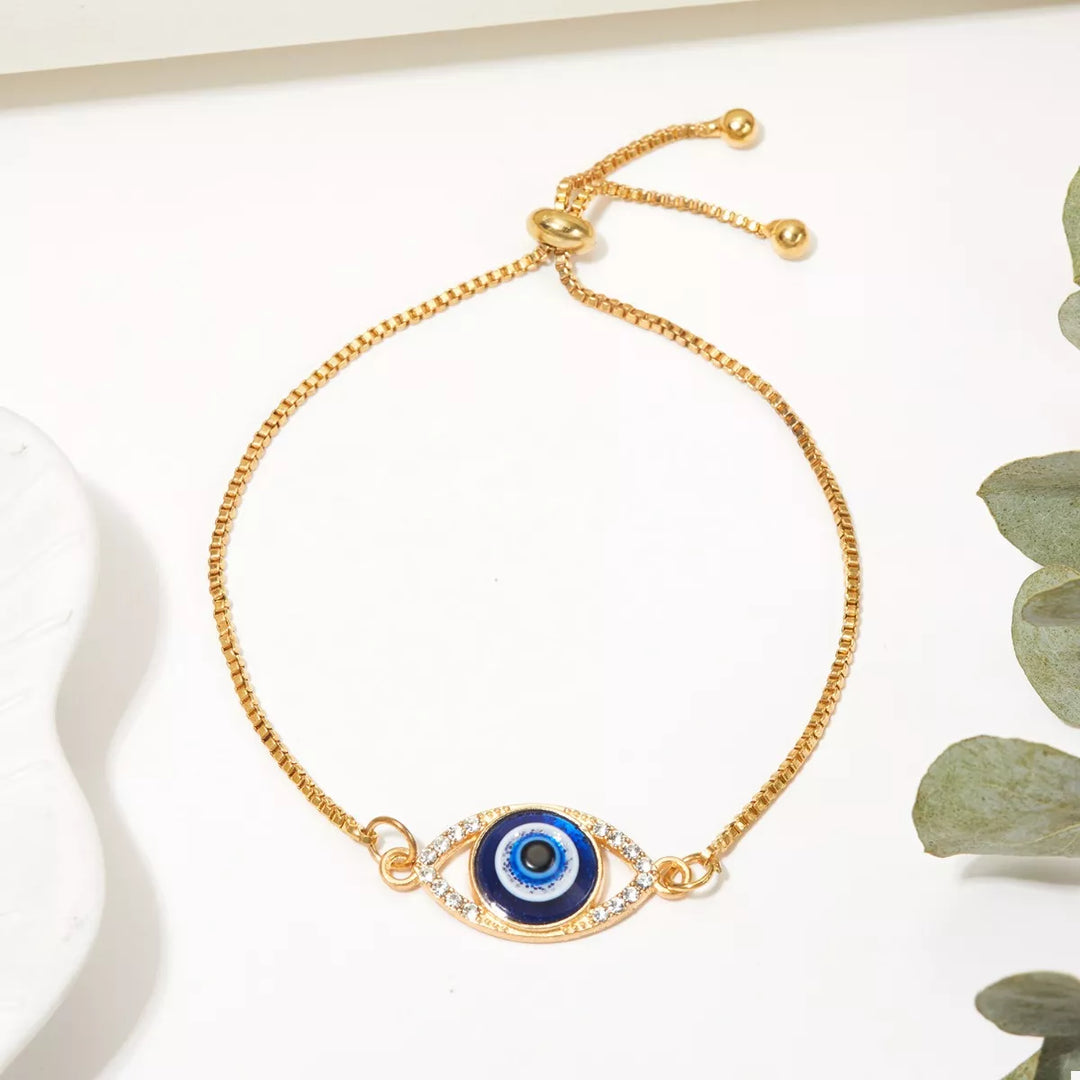 18K Gold-Plated Resin Evil Eye Adjustable Bracelet