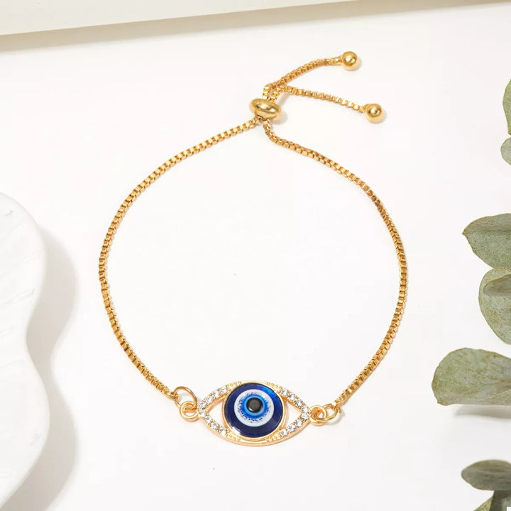 18K Gold-Plated Resin Evil Eye Adjustable Bracelet