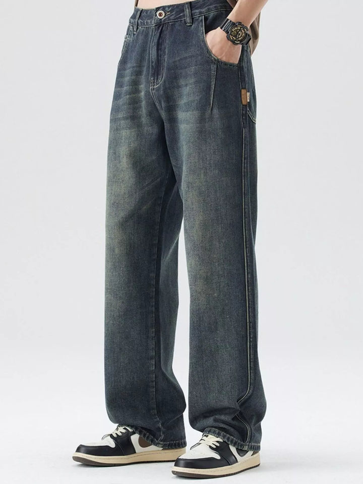 Men's Washed Wide Leg Relaxed Fit Jeans