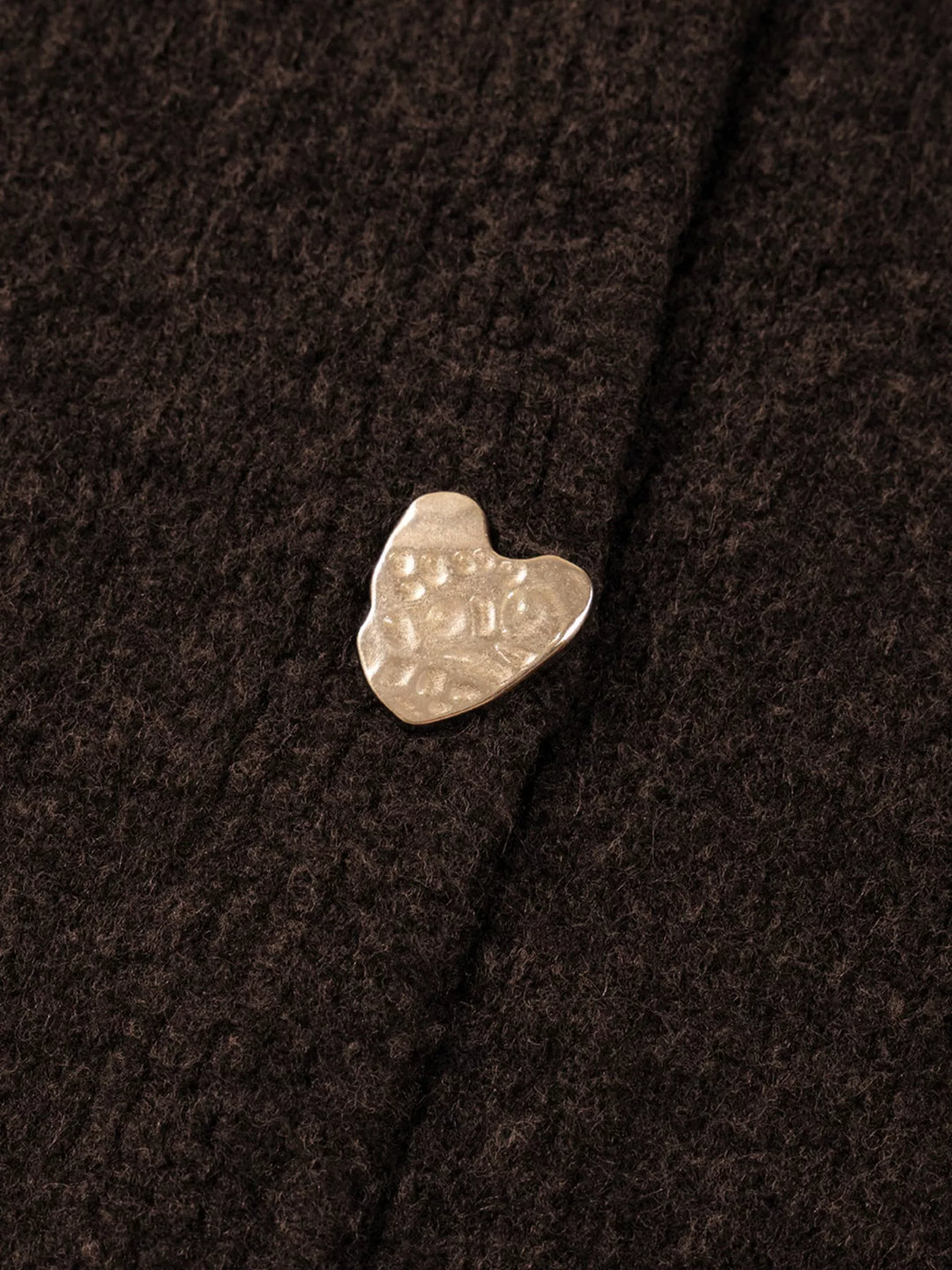 Heart Metal Button V Neck Cardigan Sweater