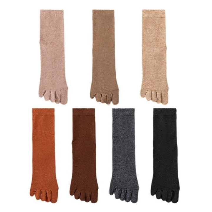 Wool Five-toe Women Mid-calf Five-toe Socks Winter Warm Long Winter Ladies Anti-slip Thickened Stockings