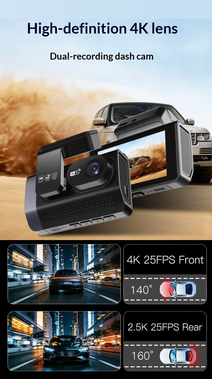High-definition Car 4K Front And Rear Dual-recording In-vehicle Dashcam