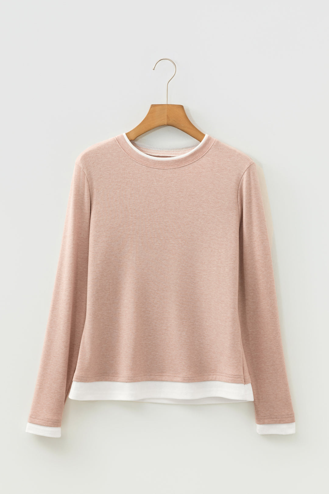 Smoke Gray False Two Piece Color Block Patchwork Long Sleeve Top