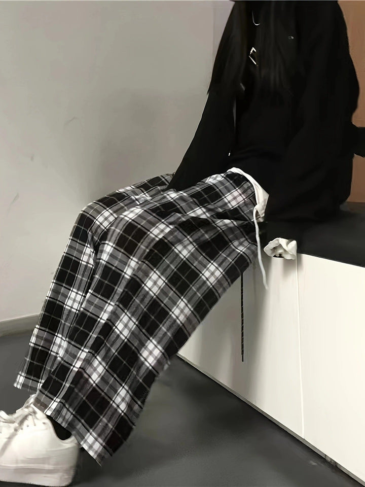 Plaid High Waist Wide Leg Pants