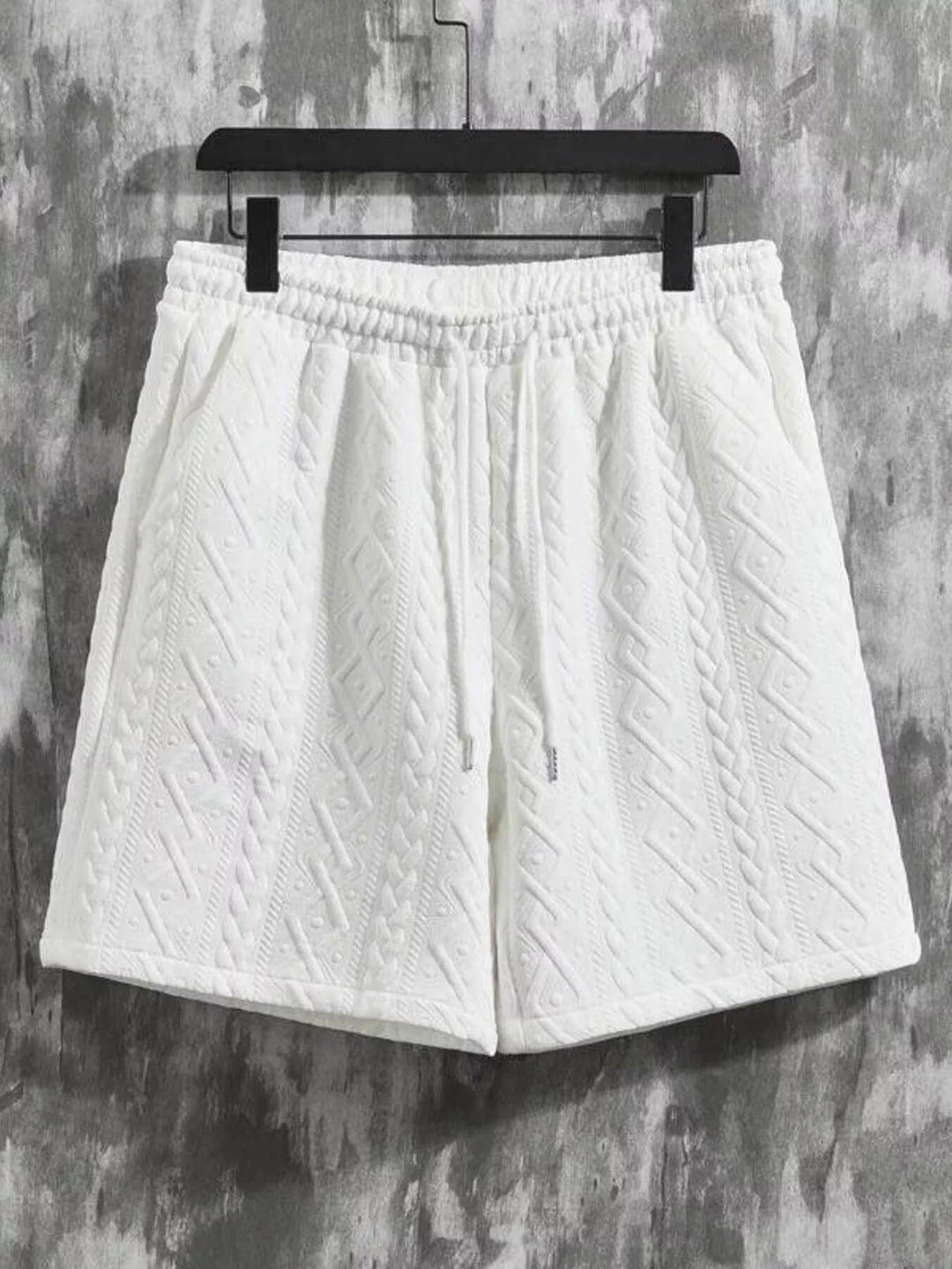 Men's Textured Knit Short Sleeve Polo & Shorts Set