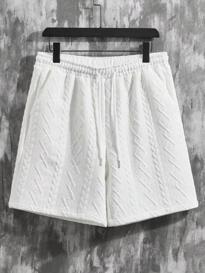 Men's Textured Knit Short Sleeve Polo & Shorts Set