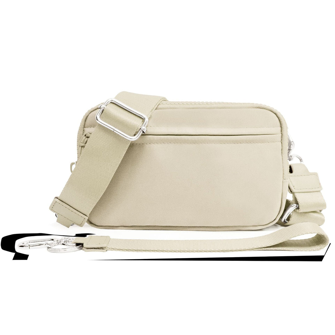 Mens Double-Layer Polyester Waterproof Crossbody Waist Bag