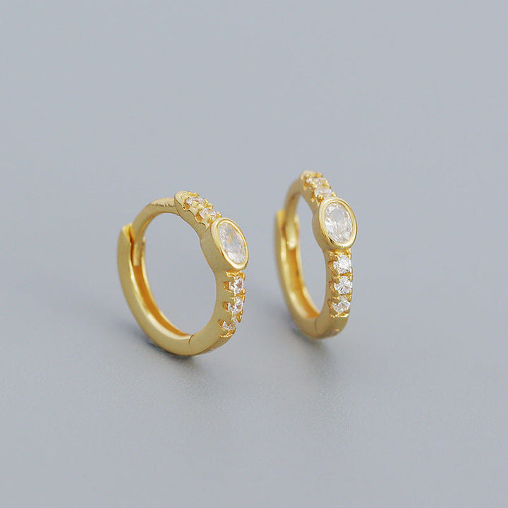 925 Sterling Silver Instagram-style High-end Diamond-studded Hoop Earrings