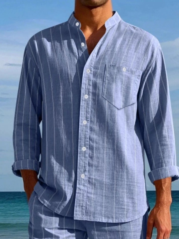 Men's Full Size Striped Button Up Shirt Plus Size