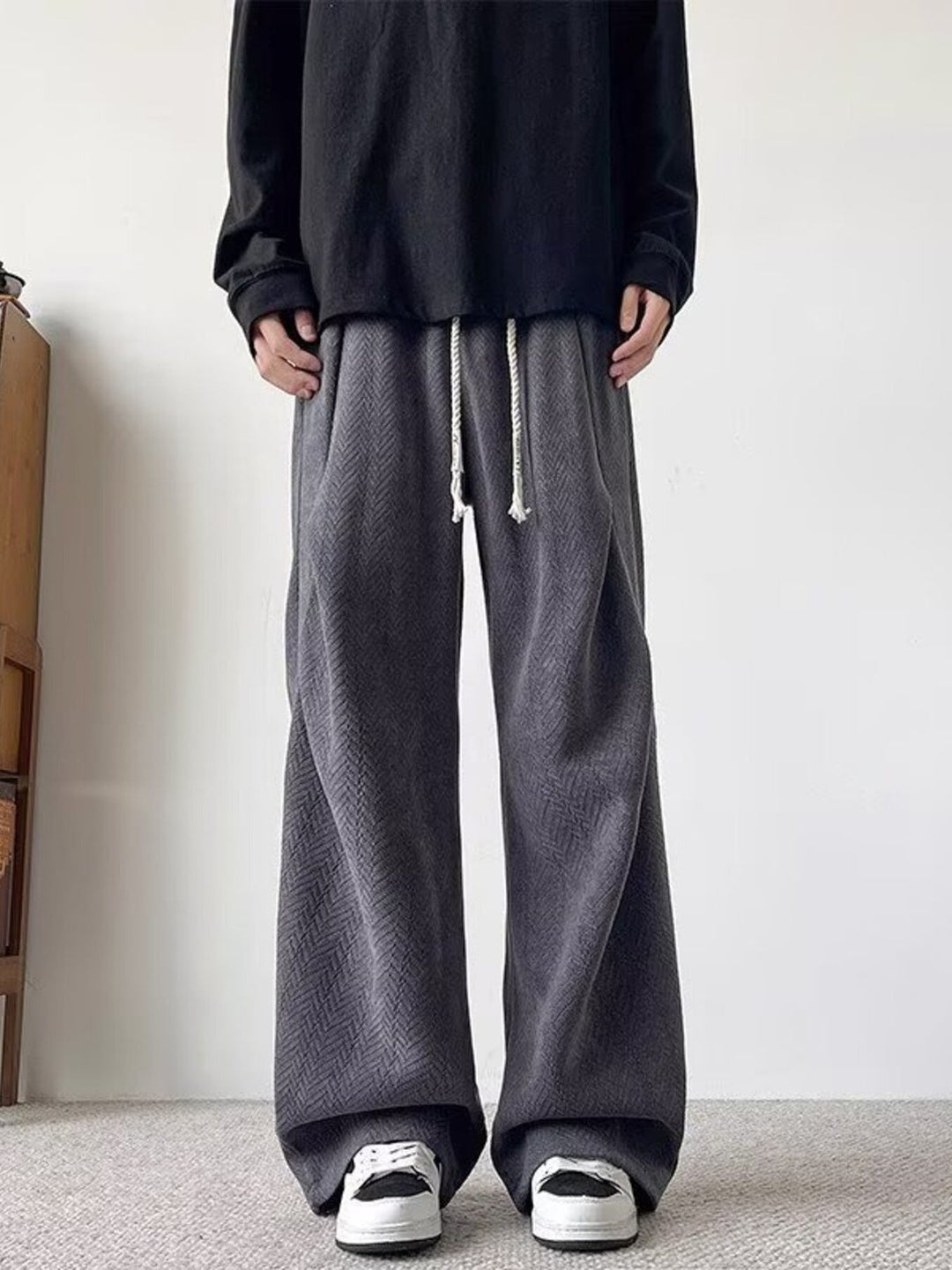 Men's Plus Size Drawstring Wide Leg Casual Pants