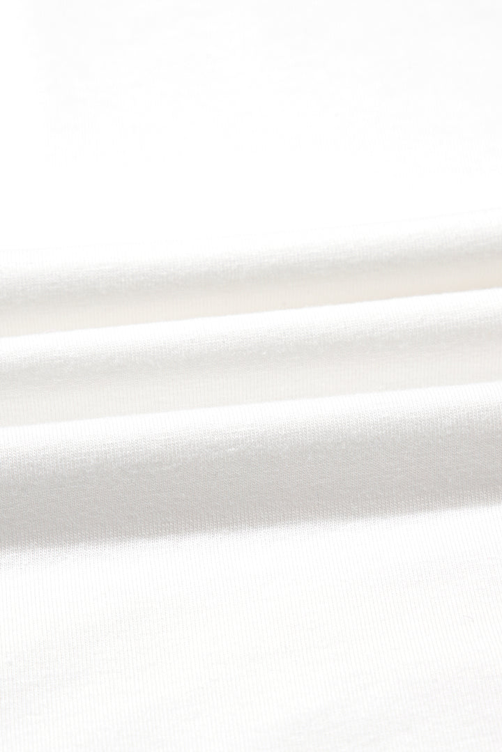 White Color Block Patchwork Half Sleeve Oversized T Shirt