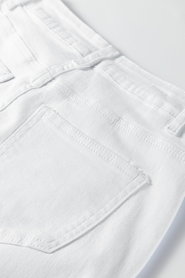 White Bow Knot Side Detail Straight Leg Loose Jeans