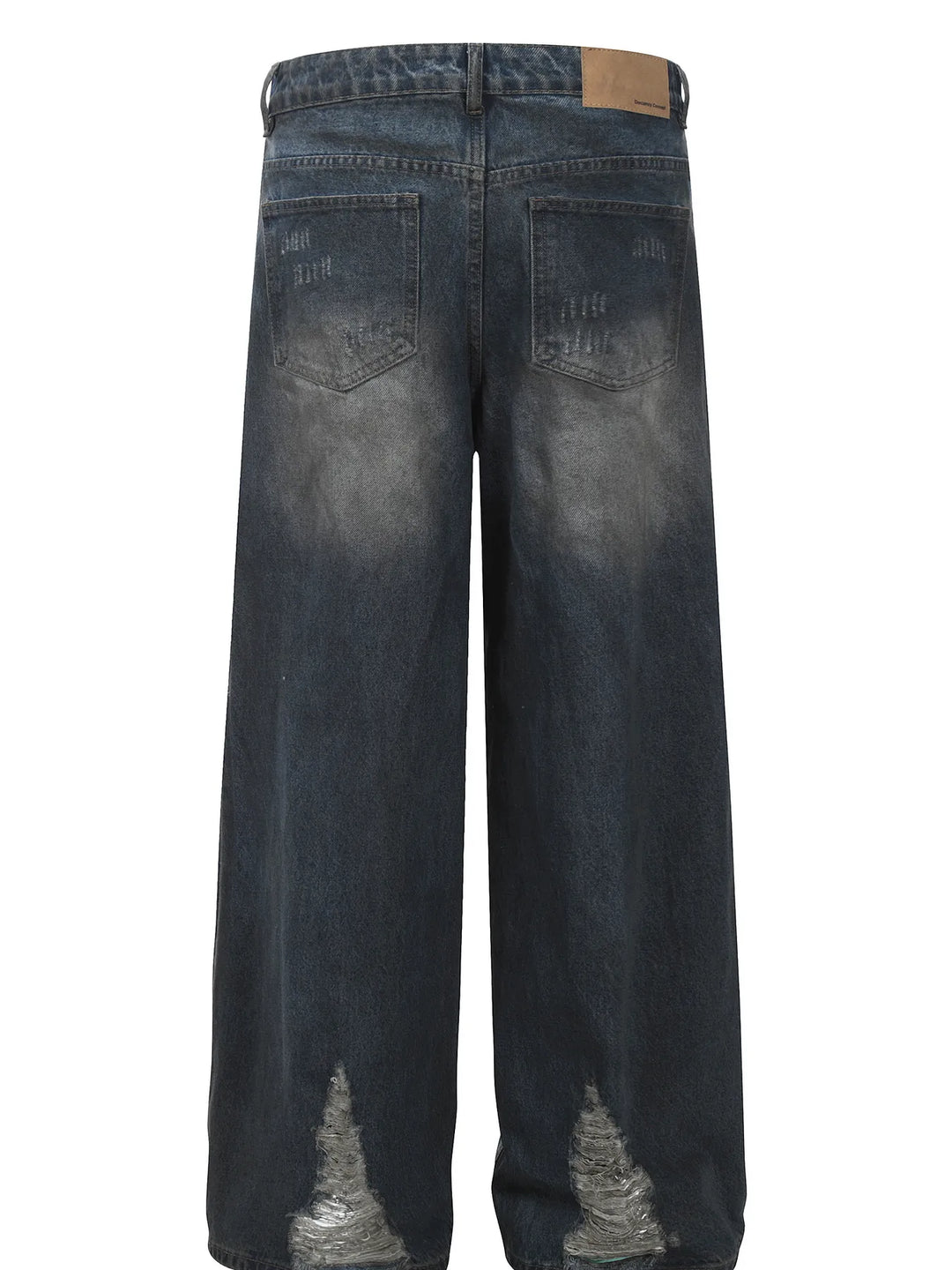 Men's Distressed Wide-Leg Wash Jeans