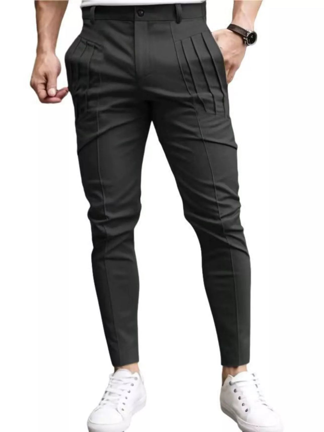 Men's Full Size Pleated Slim Fit Casual Pants Plus Size