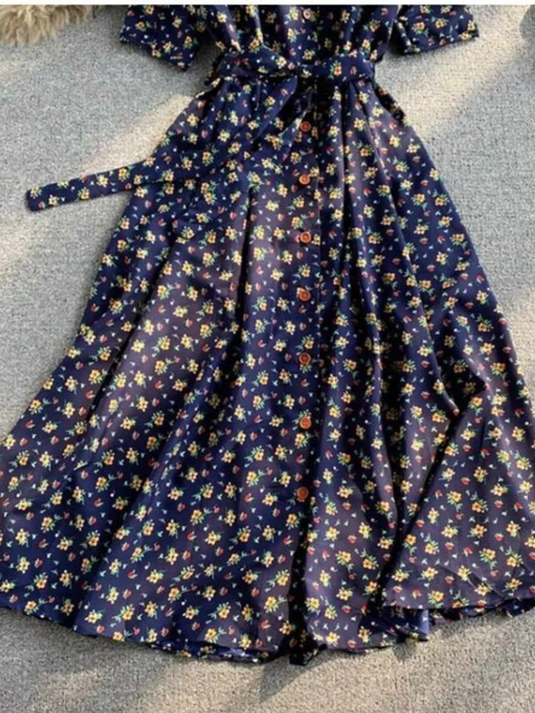 Floral Print V-Neck Midi Dress