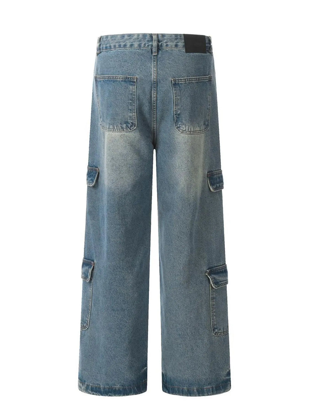 Men's Washed Multi-Pocket Cargo Jeans