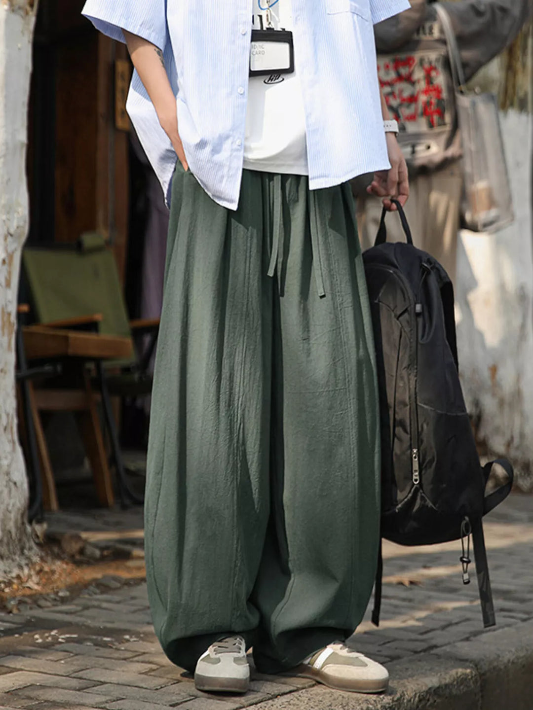 Men's Plus Size Loose Fit Wide Leg Pants