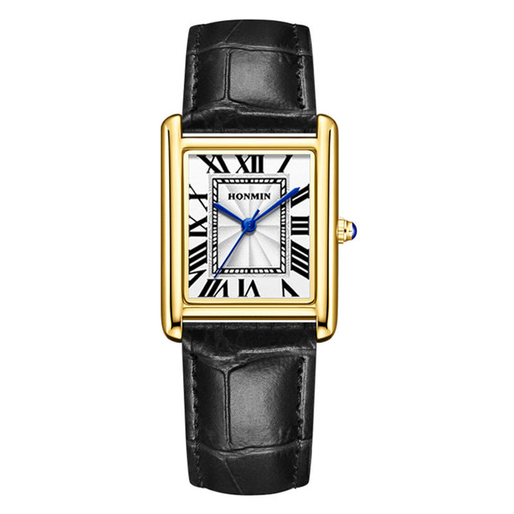 Couple Leather Watch Strap Simple Square Student's Watch Waterproof