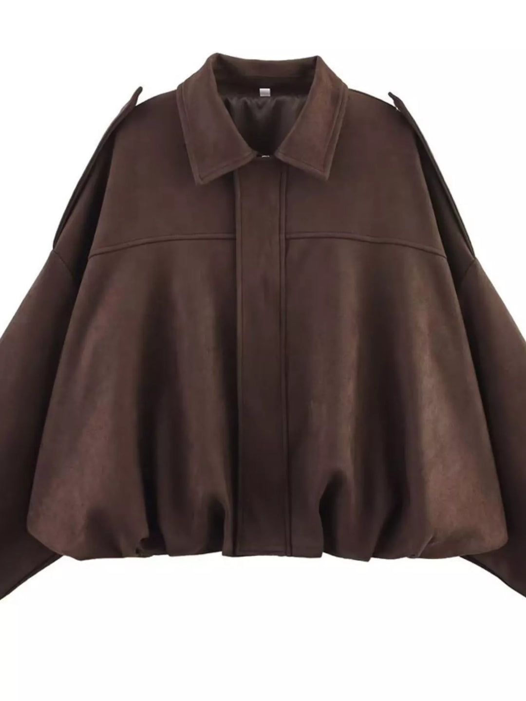 Collared Neck Dropped Shoulder Jacket