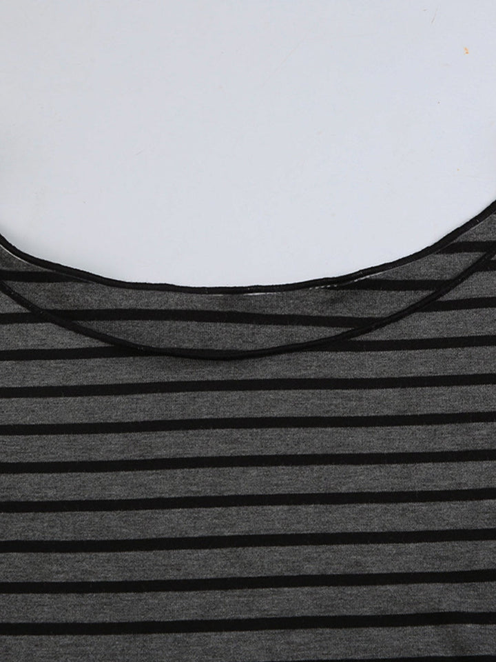 Striped Boat Neck Long Sleeve T-Shirt