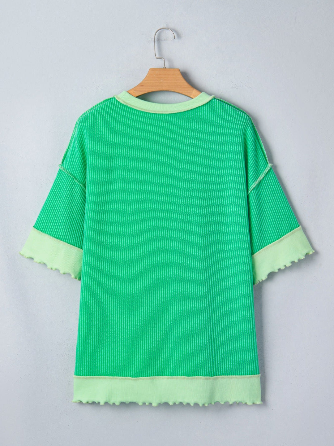Loose Uneven Hem Twist Ribbed T Shirt