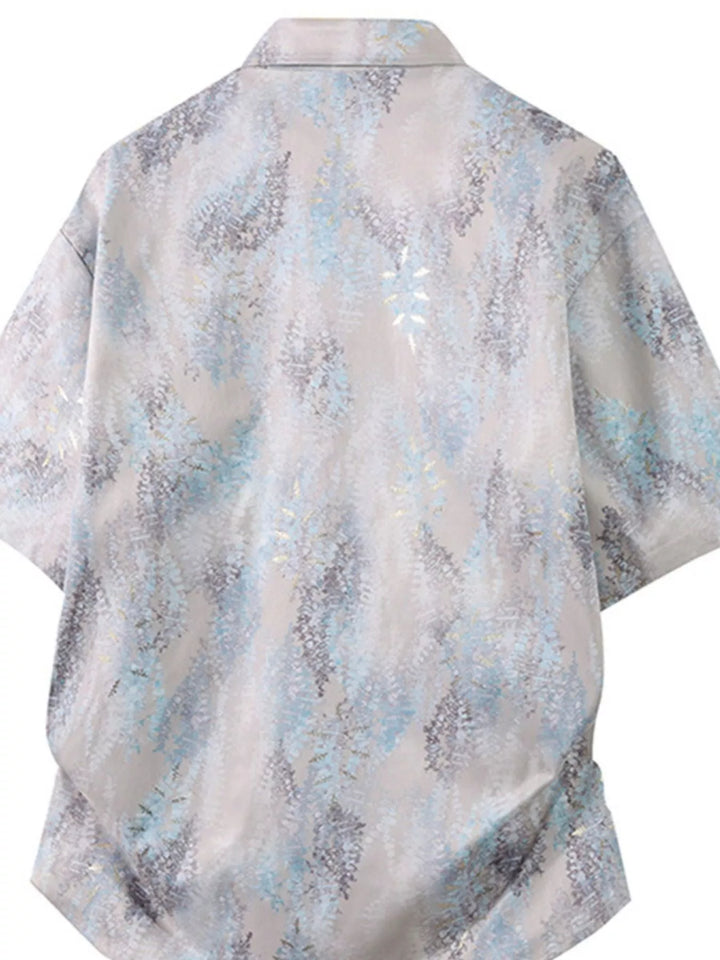 Men's Plus Size Tropical Print Short Sleeve Casual Shirt