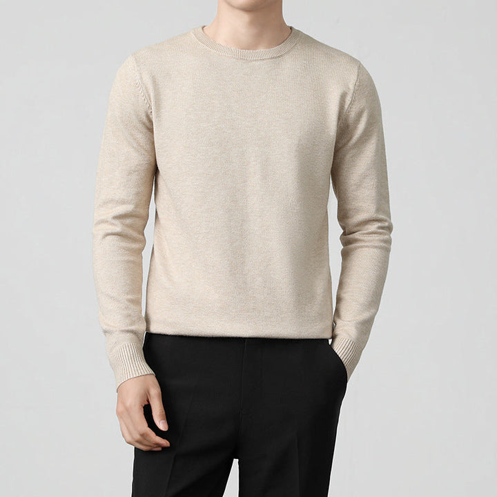 Mens Thickened White Knit Bottoming Sweater