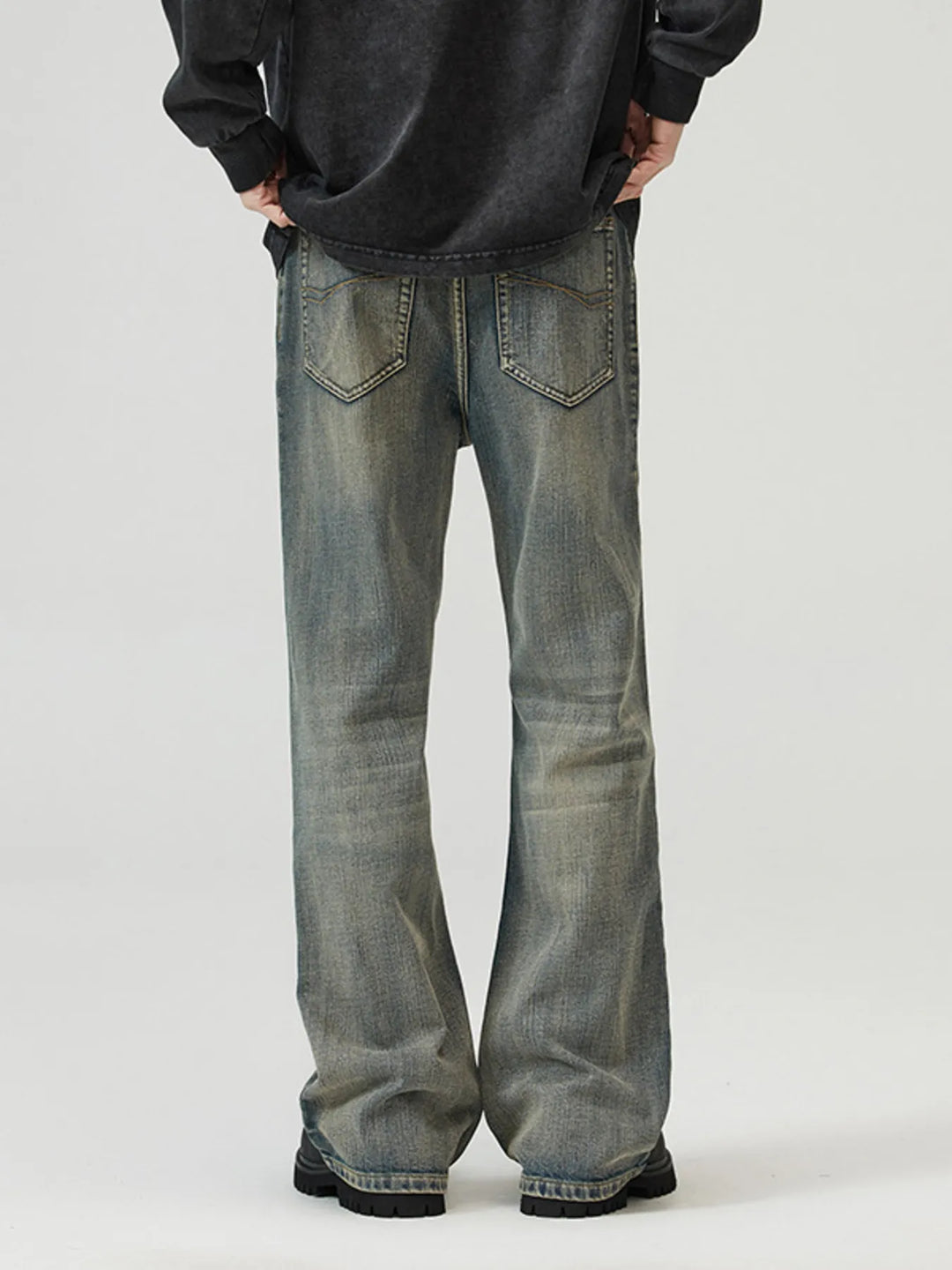 Men's Full Size Vintage Wash Wide Leg Jeans Plus Size