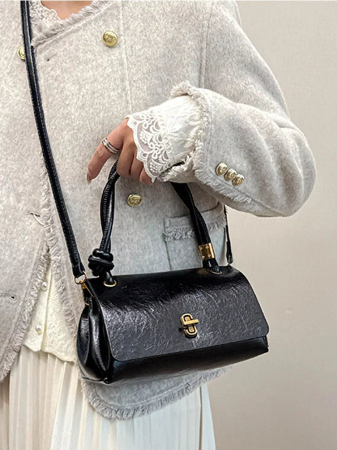 Twisted Handle Flap Crossbody Bag