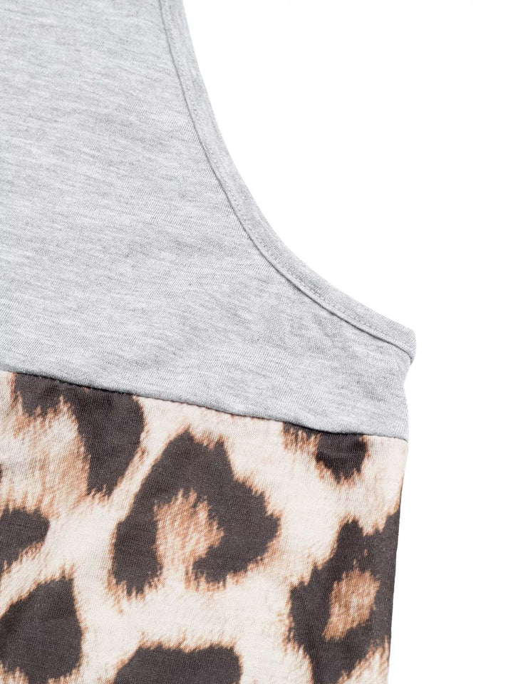 Leopard Print Color Block Tank