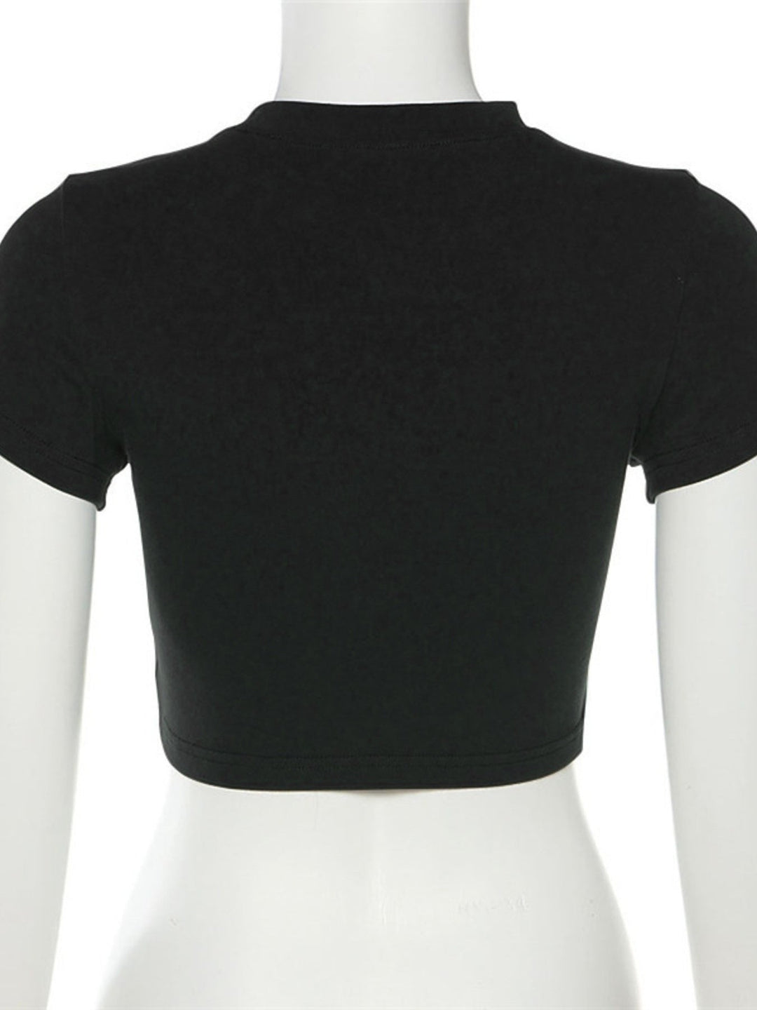 Letter Embroidered Cropped T-Shirt