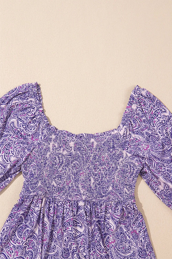 Printed Square Neck Half Sleeve Blouse
