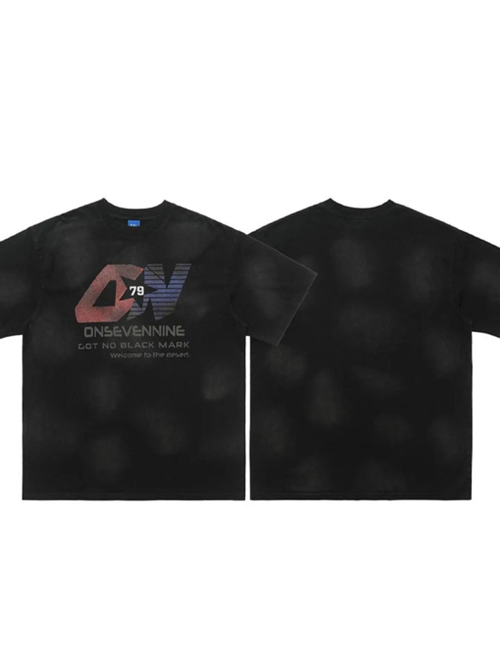 Men's Letter Round Neck Half Sleeve T-Shirt