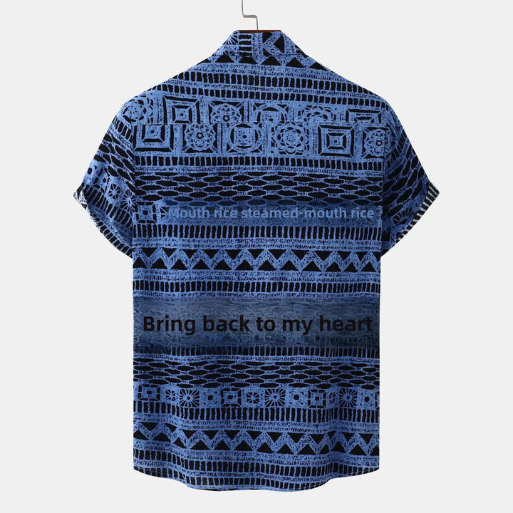 Men's Plus Size Printed Button Up Short Sleeve Shirt