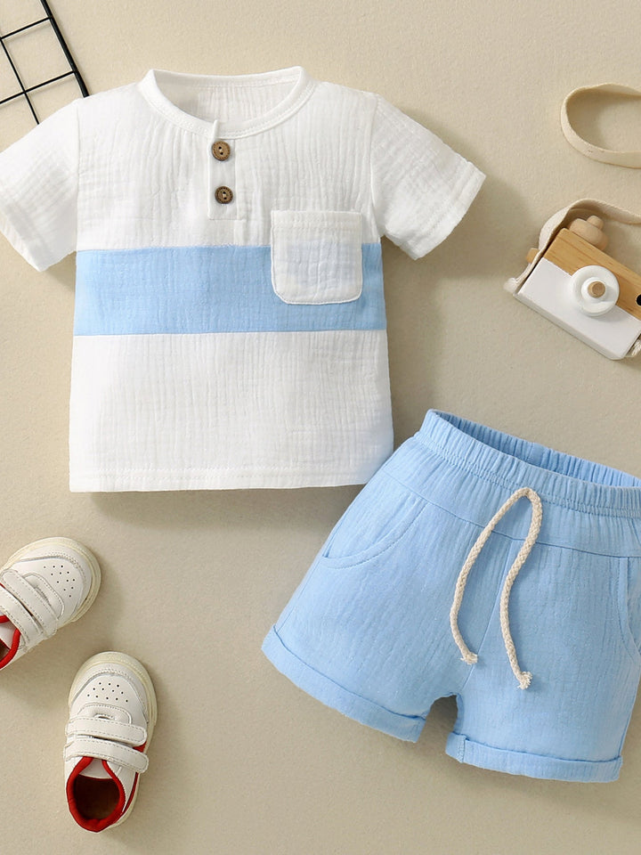 Children's Color Block Top and Shorts Set