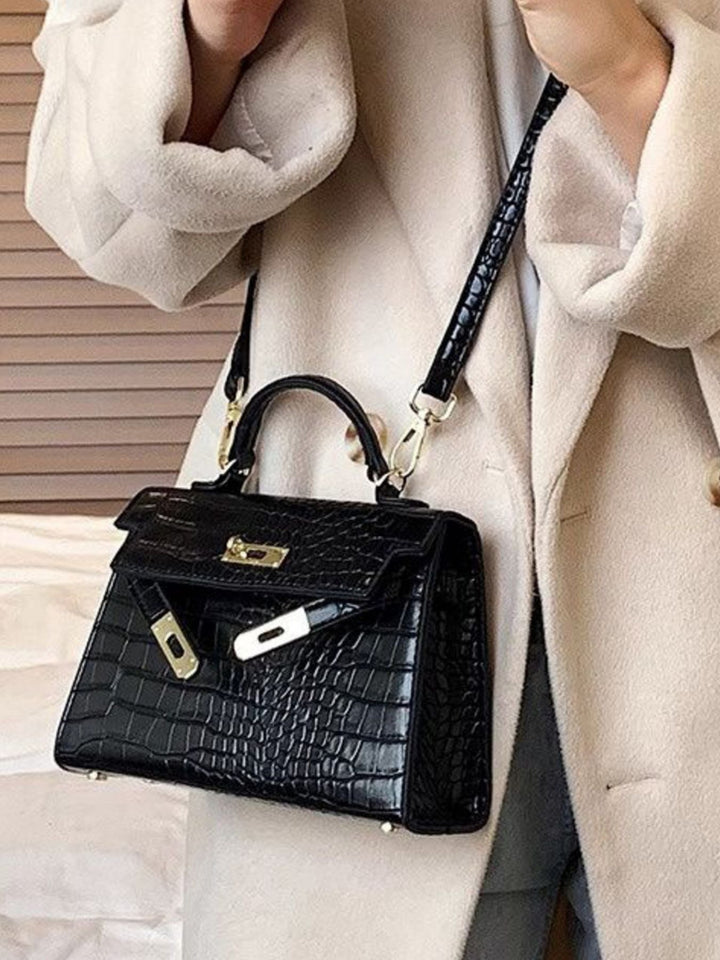 Crocodile Pattern Flap Crossbody Bag