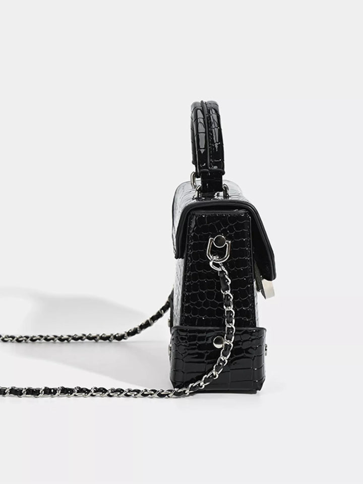 Crocodile Pattern Flap Crossbody Bag