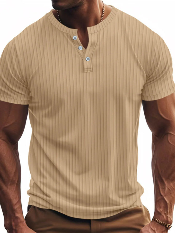 Men's Full Size Button Detail Short Sleeve T-Shirt Plus Size