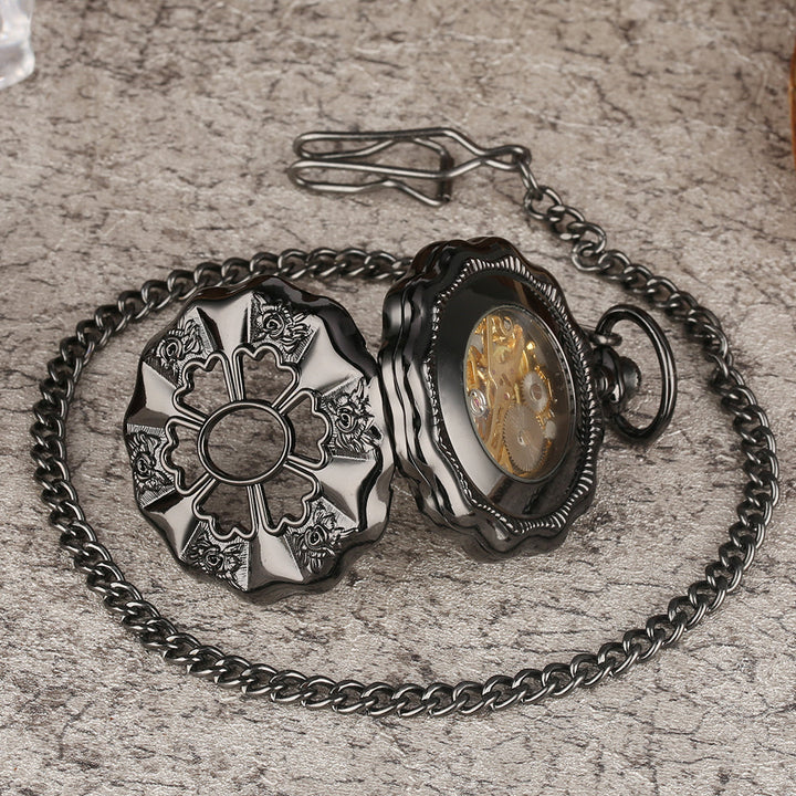 Carved pumpkin pocket watch