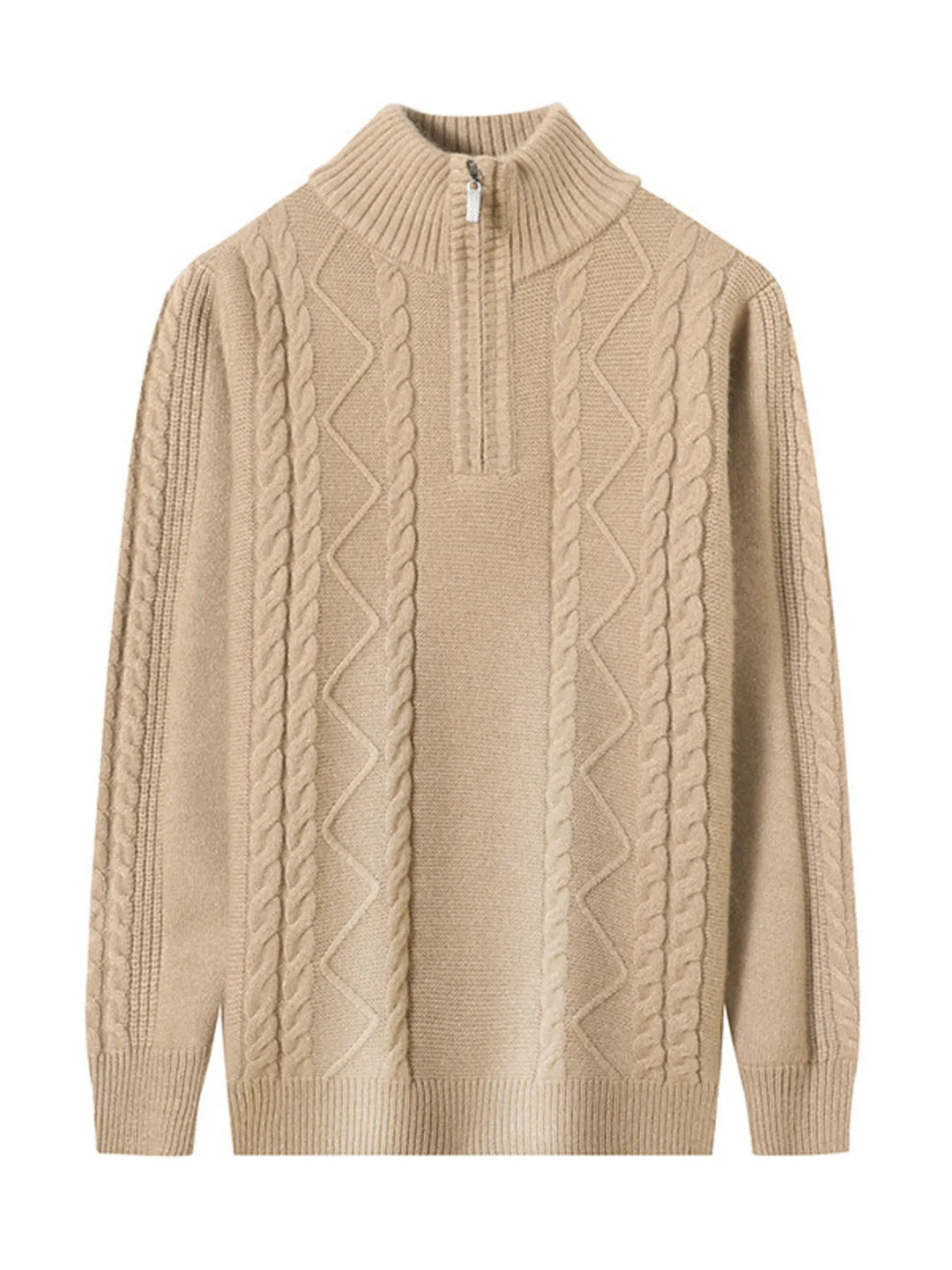Men's Plus Size Cable Knit Quarter-Zip Sweater