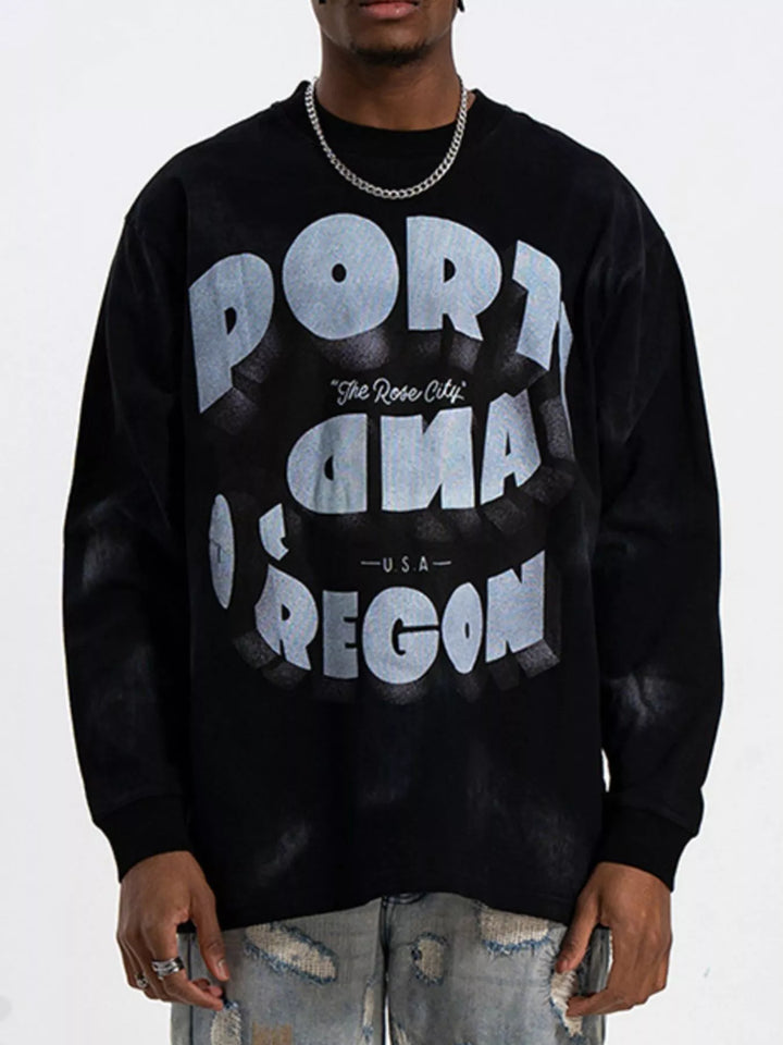 Men's Graphic Round Neck Long Sleeve T-Shirt