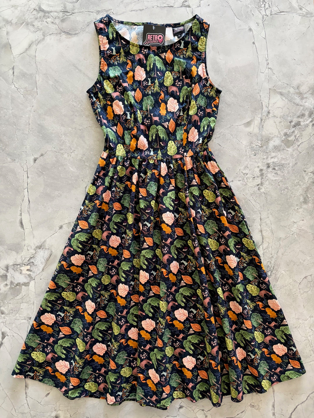 Woodland Midi Dress in Navy