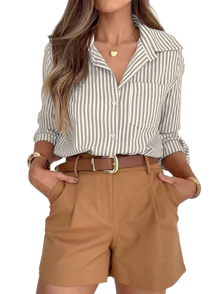 Striped Button-Down Long Sleeve Shirt