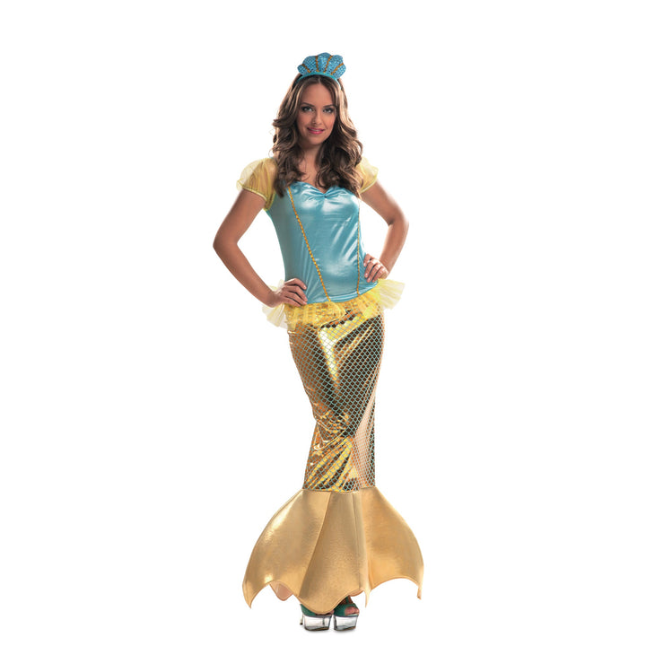 Mermaid Gold and Blue Dress Adult Costume Small