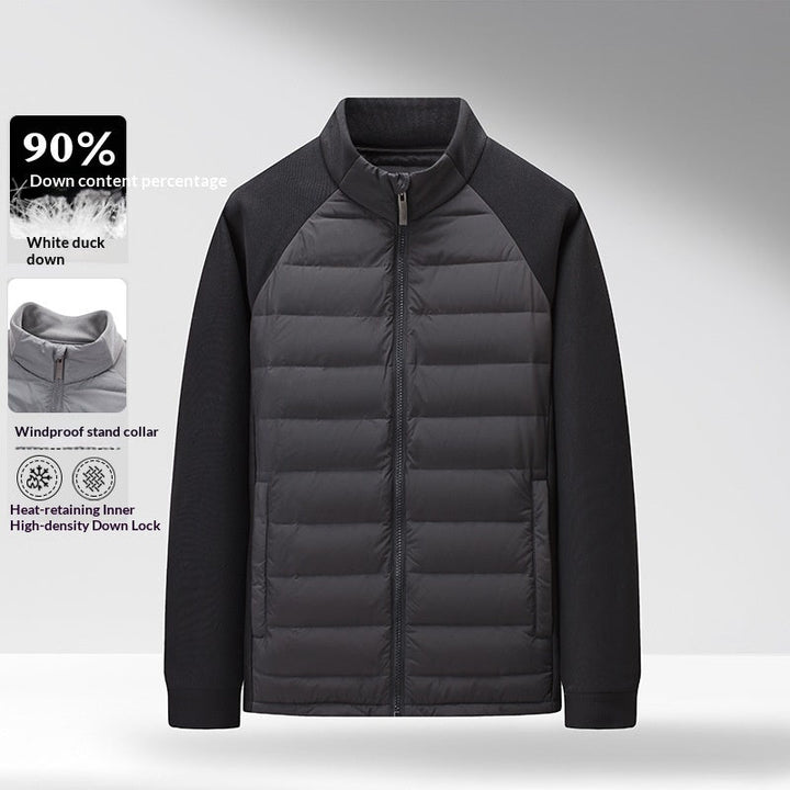 Mens Stand-Up Collar Patchwork Lightweight & Warm Down Jacket